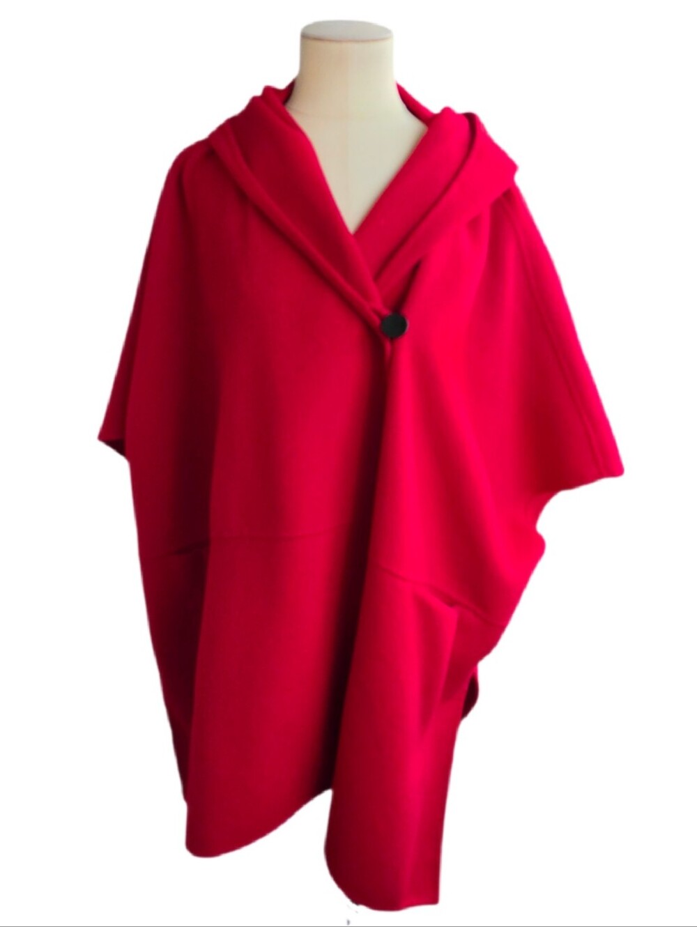 YEDINA Cashmere Red Cape Style Jacket Poncho Red Riding Hood Dolman